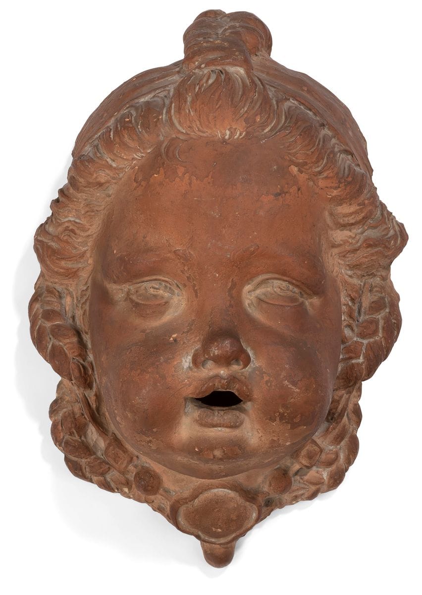 École flamande vers 1730
Portrait de fillette aux tresses
Masque en terre cuite
H : 33 cm
Petites usures à l’épiderme