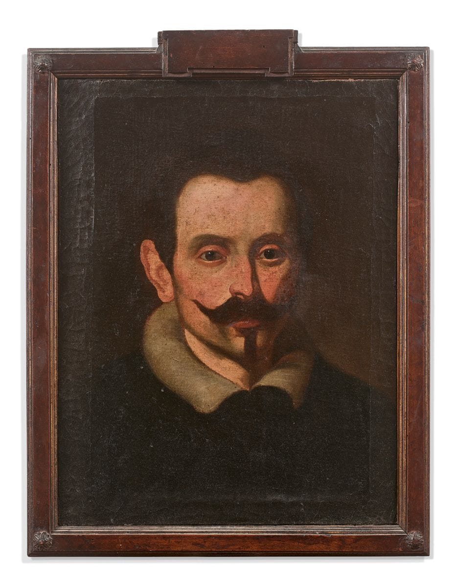 École d’Italie du nord vers 1600
Portrait d’homme à la moustache
Toile d’origine
47,5 x 36,5 cm
Au dos sur la toile la lettre P sur le châssis : ff
Le numéro 380 sur le châssis
Cadre italien du XVIIIe siècle
