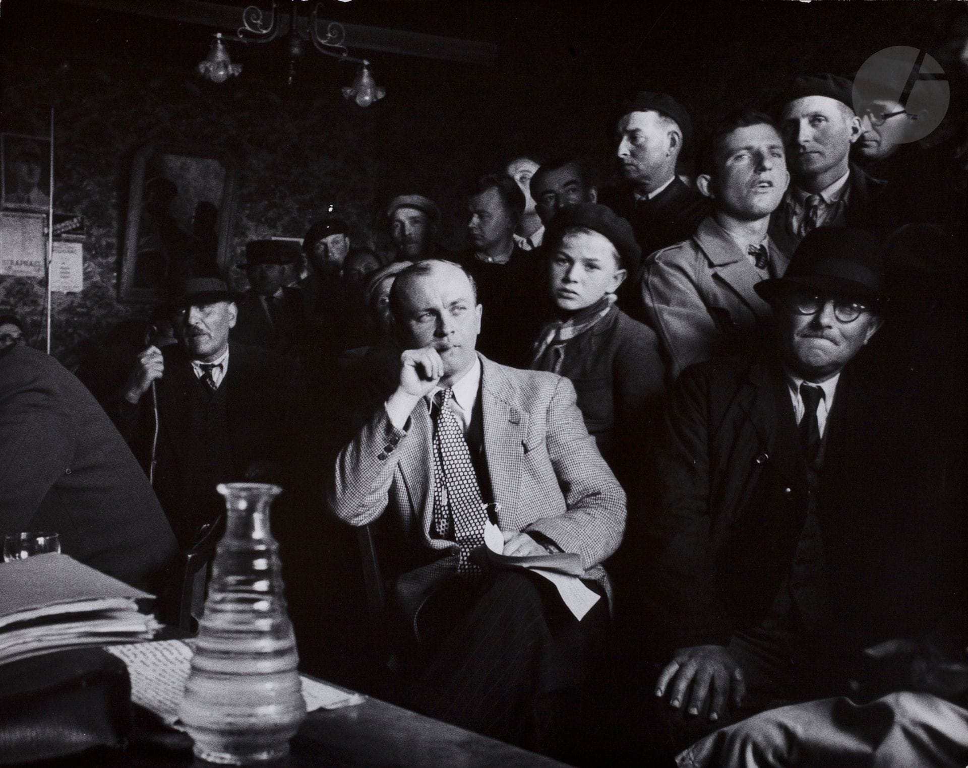Gordon Parks (1912 - 2006) 
Political meeting. Paris, France, 1951. 
Silver print (c. 1970). Signature and address of the photographer in felt pen on the reverse. 
28 x 35.5 cm 

Bibliography: 
Gordon Parks. Collected Works Vol. II, Göttingen, Steidl/The Gordon Parks Foundation, 2012, p. 137.

Gordon Parks (1912-2006)
Politic reunion. Paris, France, 1951.
gelatin silver print (c. 1970). Photographer's signature and address in ink on verso.
28 x 35.5 cm










