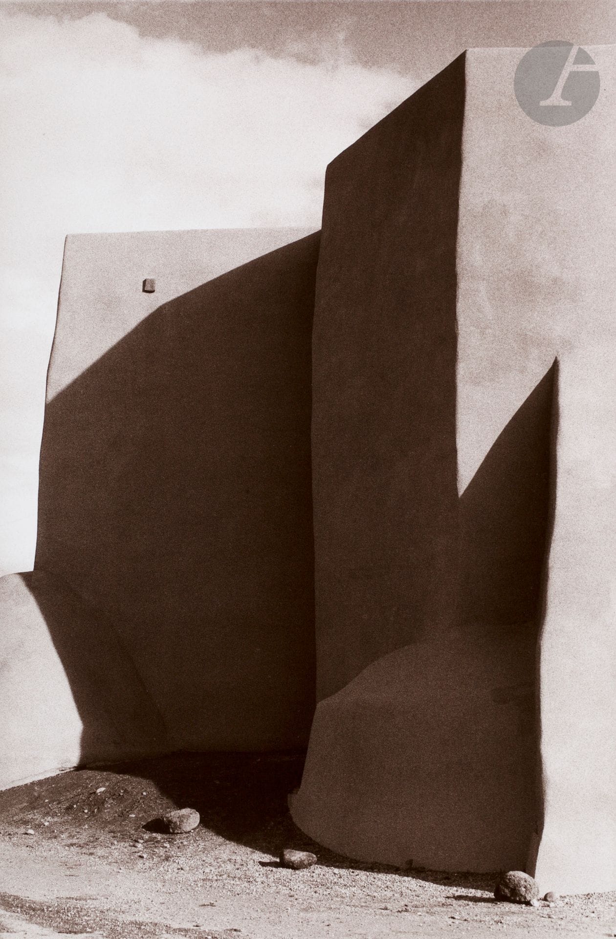 Bernard Plossu (1945) 
New Mexico. Taos [walls], 1978. 
Silver print (c. 1980). Signatures of the photographer and the photographer Philippe Salaün in pencil on the reverse. 
Image: 27 x 18 cm 
Sheet: 30.2 x 24 cmBernard

Plossu (1945)
New Mexico. Taos [walls], 1978.
gelatin silver print (c. 1980). Photographer's and printer's signature in pencil on verso.
Image: 27 x 18 cmPaper
: 30.2 x 24 cm









