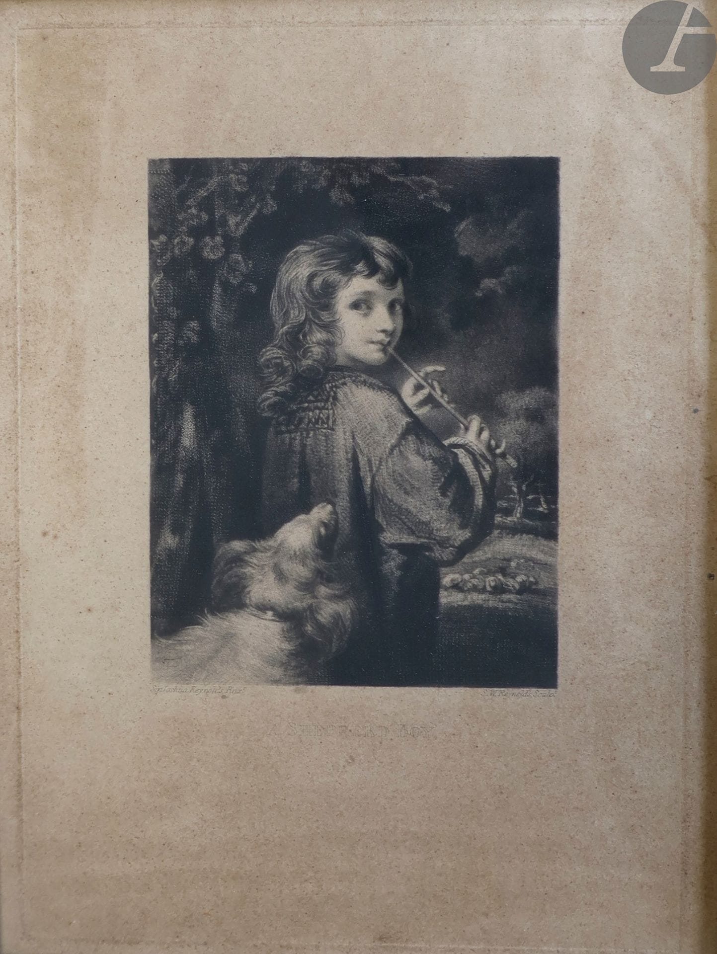 Joshua Reynolds (1723-1792) (d’après)
Jeune pâtre [A shepherd boy] ; Jeune femme et enfant. Gravure au pointillé. Chaque [160 x 230]. Empoussiérage. Cadres en bois et stuc doré d'époque Restauration. Ens. 2 p.