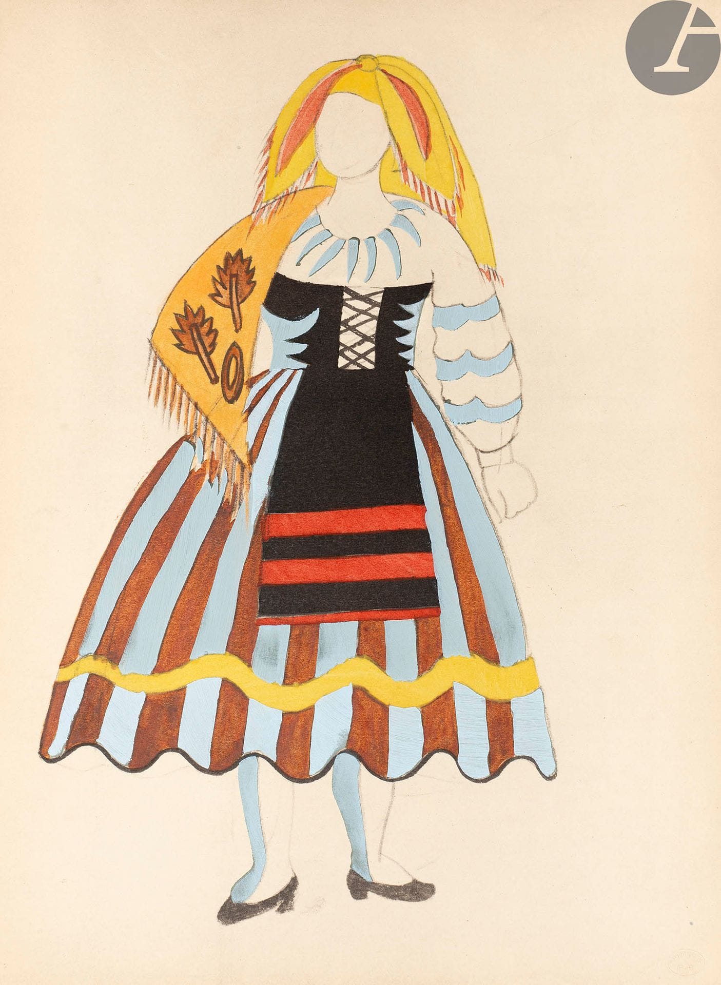 PICASSO (Pablo).
Thirty-two reproductions of the color models after the originals of the costumes & scenery by Picasso for the ballet "Le Tricorne".
Paris : Paul Rosenberg, 1920. - Album in-4, 266 x 200 : 32 plates, printed cover. In sheets, cover with flaps, folder and posterior case, signed by Boichot.

Album printed at 250 copies, including 32 reproductions of which 31 stencils in color of the ballet's sets and costumes, and one in black representing the final version of the stage curtain.

These drawings were made for the pantomime ballet The Tricorn, composed by Martinez Sierra after a short story by Pedro Antonio de Alarcón y Ariza. It was created by Serge Diaghilev's Ballets Russes in London on July 22, 1919 and then in Paris on January 23, 1920, with music by Manuel de Falla, choreography by Leonide Massine and with sets and costumes by Picasso, which are reproduced here. This was the second time that Picasso worked with the Ballets Russes, after having designed the sets and costumes for Parade in 1916, a ballet written by Jean Cocteau to music by Erik Satie.

One of the first 50 copies enriched with a suite in black of the 31 color plates (n° 50). The original unpublished etching is missing.

Tears and restorations to the cover. Missing the original folder and slipcase.









