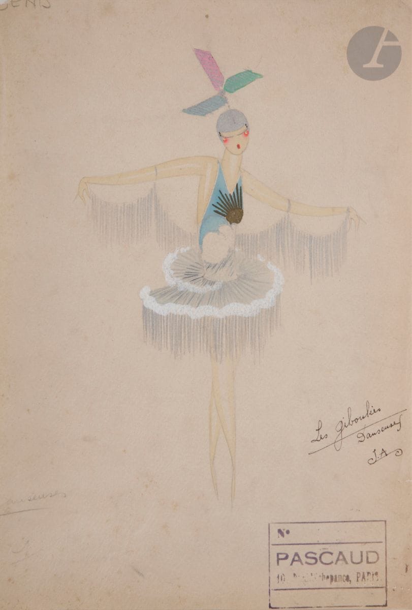 Jean AUMOND (actif 1919 - 1965)
Maquettes de costumes pour le music-hall
7 gouaches et crayon.
Signées. 
La plus petite : 24,5 x 20 cm
La plus grande : 32,5 x 24,5 cm