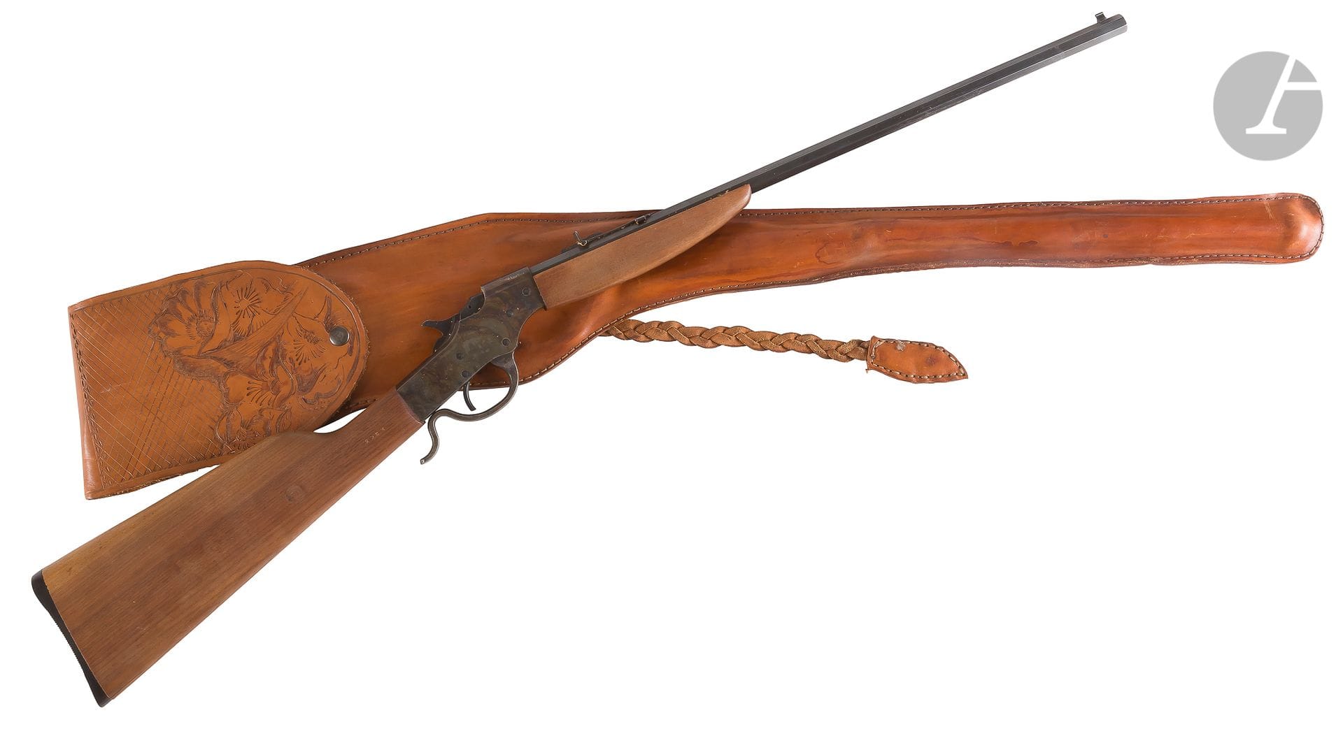 Savage model 72 rifle. 1 shot, caliber 22 SL or LR.
Barrel with sides of 52 cm.
Breechblock jaspé, external hammer
.
Lever of under guard.
Stock in beech.
Total length: 94 cmCategory
C to be declared. N° B9612**In
a decorated tan leather case marked Buffalo
.


Weapon of category C, subjected to declaration, piece of identity, hunting licence or sporting licence in the course of validity obligatory.
The delivery of the weapons of category C will be done only after consultation of the file FINIADA (National File of the Interdict of Acquisition and Holding of Weapons) by a arms manufacturer. An amount of 20 € TTC will be added to the form for the consultation of this file.








