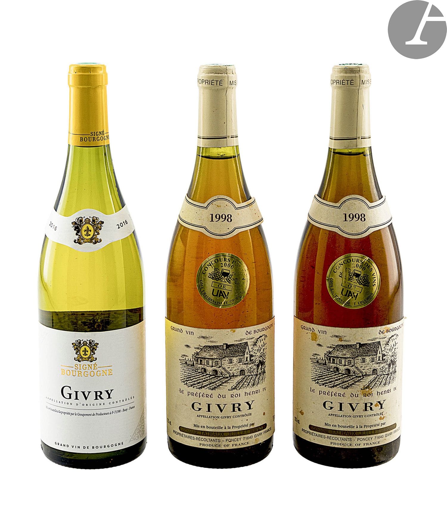 2 B GIVRY Blanc, Domaine Tatraux Juillet, 1998
1 B GIVRY Blanc, Producteurs de Buxy, 2016