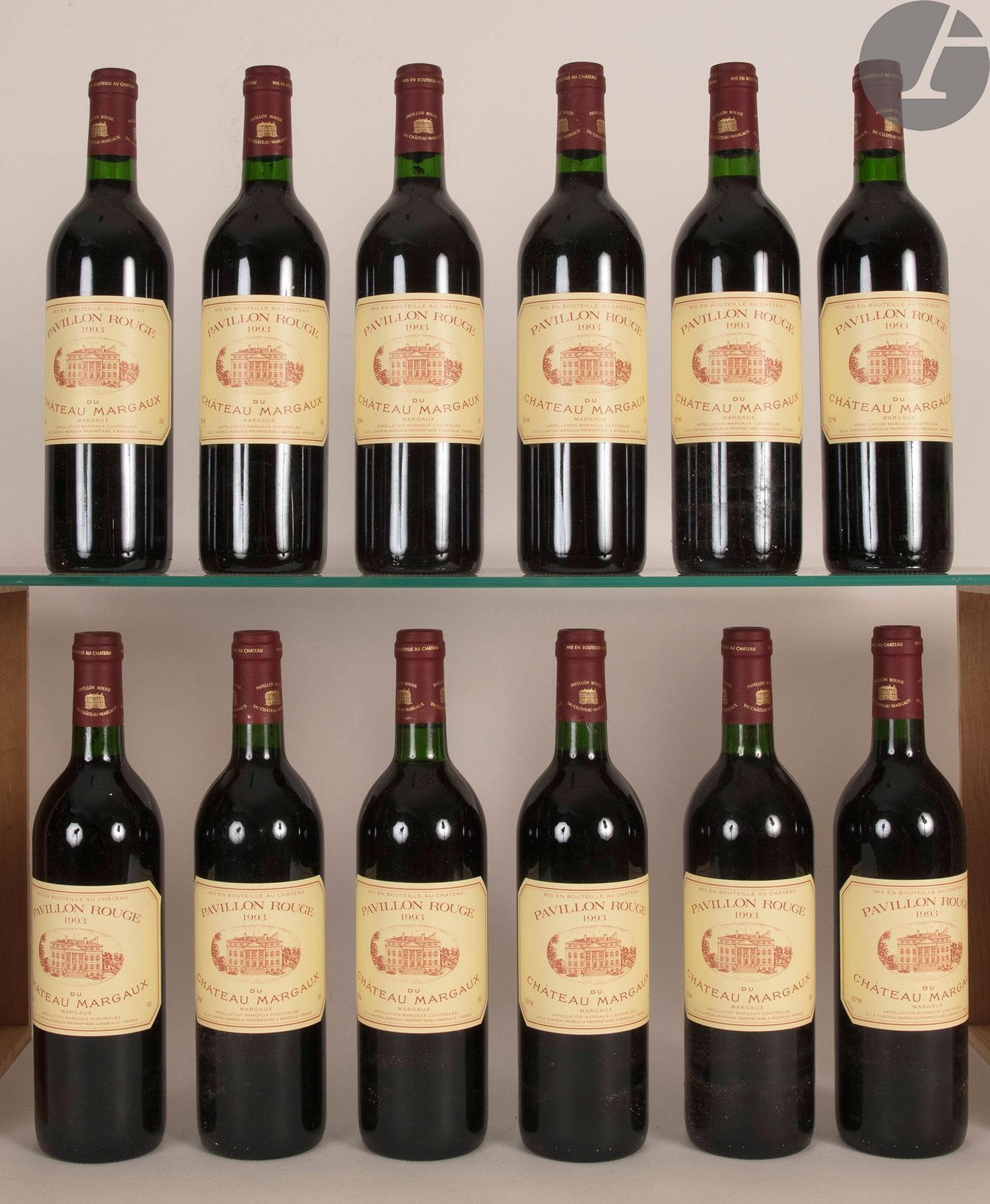 12 B PAVILLON ROUGE DU CHÂTEAU MARGAUX (Caisse Bois d'origine) (3 B.G. sinon parfaites), Margaux, 1993
