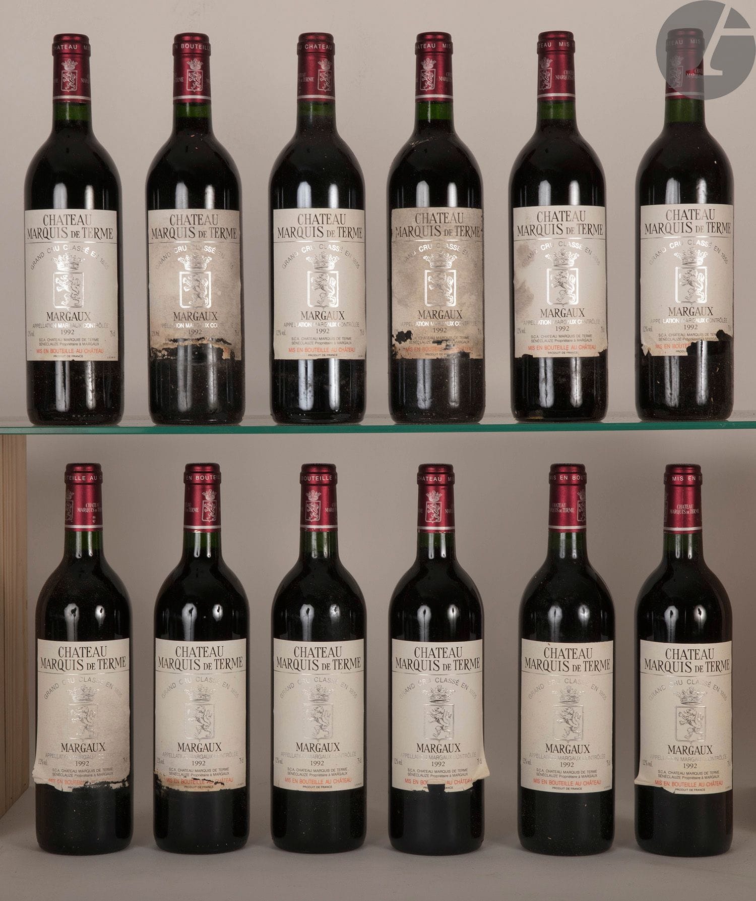 12 B CHÂTEAU MARQUIS DE TERME (Case Dirty wood) (1 e.l.a. and 7 e.t.a.), GCC4 Margaux, 1992