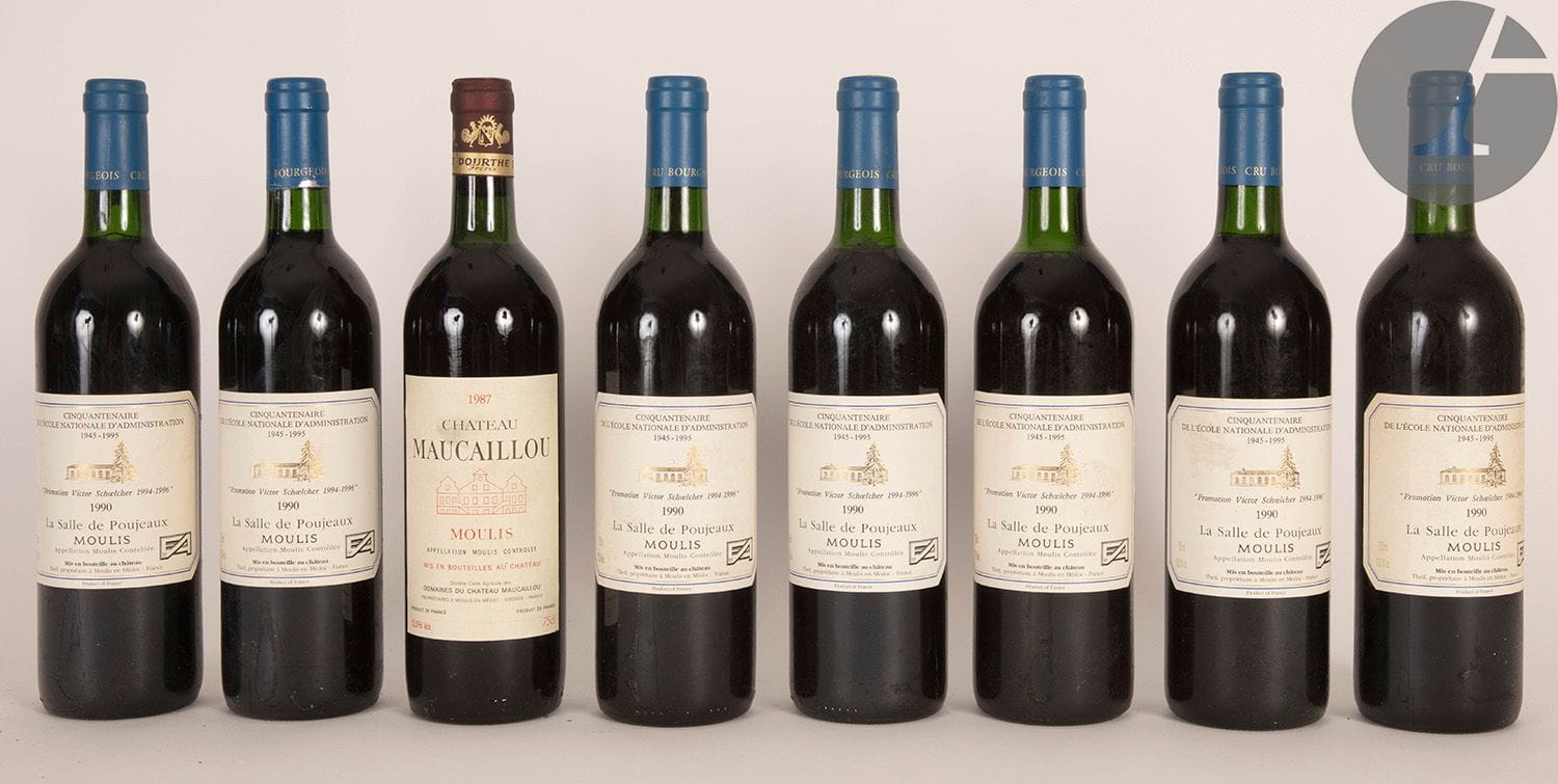7 B LA SALLE DE POUJEAUX (3 B.G ; 1 T.L.B ; 1 H.E.+), Moulis, 1990
1 B CHÂTEAU MAUCAILLOU (T.L.B.), Moulis, 1987