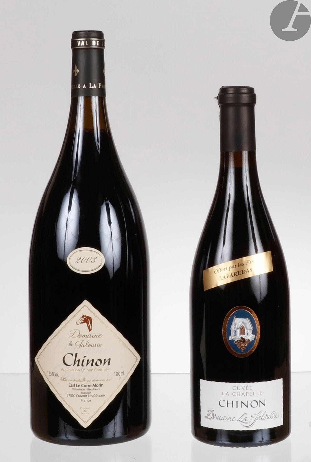 1 Mag CHINON (Original wooden case), Domaine la Jalousie, 2003
1 B CHINON CUVÉE LA CHAPELLE (Original wooden case), Domaine la Jalousie, 2005