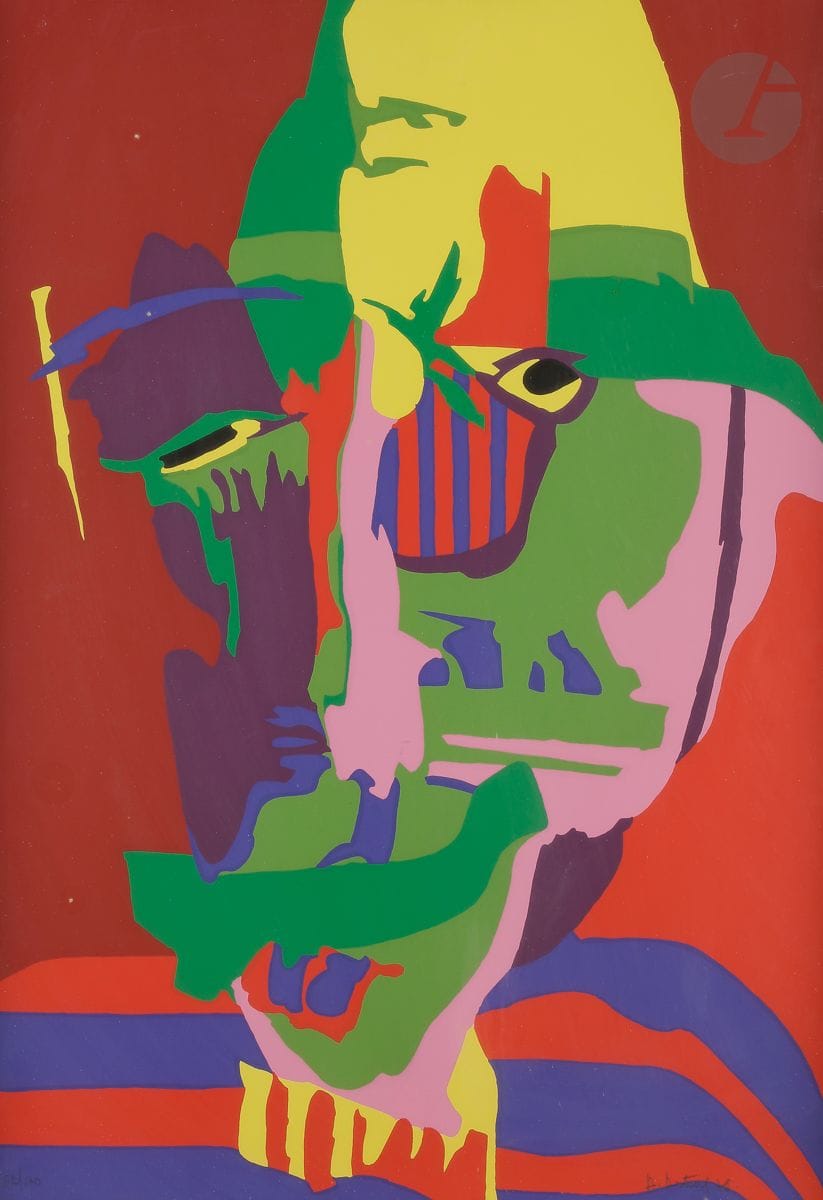 Artias (Philippe Saby-Viricel, known as) (1912-2002
)Man with a hat.
Serigraphy in colors. 
Very nice proof printed in full sheet on strong vellum, numbered and signed in pencil. Edition at 100 proofs. 
44 x 64 cm. 
Framed.




