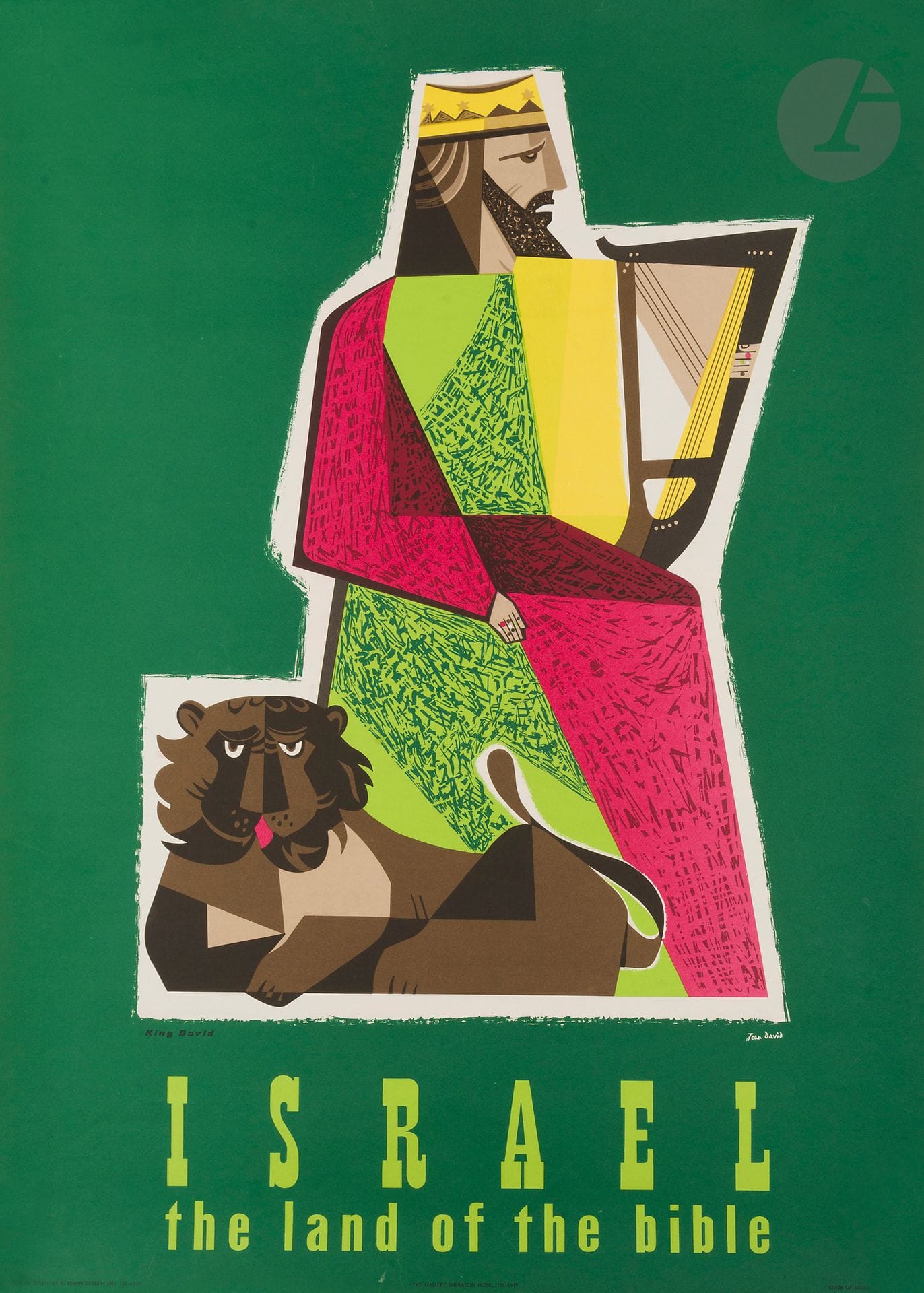 [AFFICHES - ISRAËL] Jean DAVID (1908-1993)
Israël the land of the bible. 
Lewin Epstein, Tel-Aviv, circa 1950.
58 x 48 cm 

Mots clés :
judaïca, juif, juive, hébreux, rabbins, jewish, torah, hebrew, hebraica, judaisme, synagogue, sionisme, pessah, pessach, haggada, haggadah, hagada, hagadah, passover, menora, menorah, hannuka, hannuca, hannoucca, hanouccah, torah, juden, israélite, Israël, antisemitism, antisémitisme, dreyfus, meguila, sepharade, sefarad, ketouba