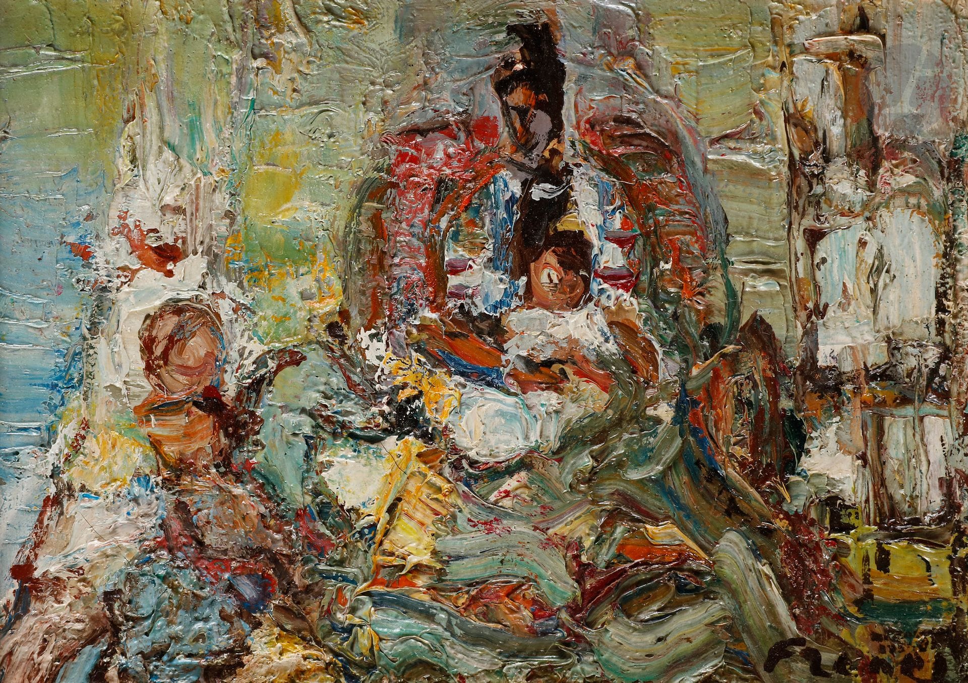 Isaac FRENKEL DIT FRENEL (1899-1981) 
Scène de famille
Huile sur toile.
Signée en bas à droite et datée, contresignée et dédicacée à Mme de Rothschild au dos.
16 x 22 cm 

Mots clés :
judaïca, juif, juive, hébreux, rabbins, jewish, torah, hebrew, hebraica, judaisme, synagogue, sionisme, pessah, pessach, haggada, haggadah, hagada, hagadah, passover, menora, menorah, hannuka, hannuca, hannoucca, hanouccah, torah, juden, israélite, Israël, antisemitism, antisémitisme, dreyfus, meguila, sepharade, sefarad, ketouba