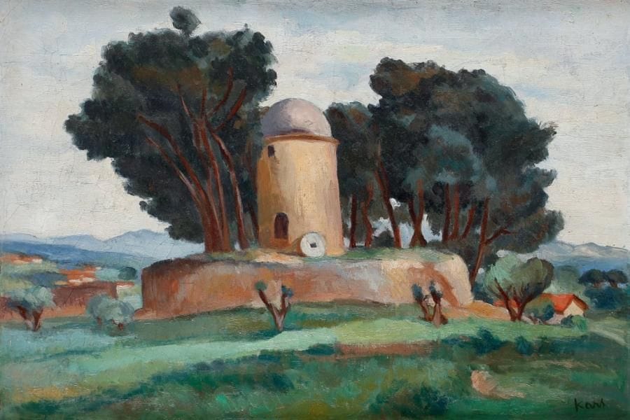 Georges KARS (KARPELES dit) (1882-1945)
Paysage au moulin Huile sur toile, signée en bas et à droite. (Mouillures et restaurations visibles au dos; craquelures). 38x 55,7 cm