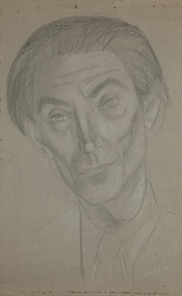 Grégoire MICHONZE (1902-1982)
Tête d'homme Fusain et craie blanche sur papier teinté. Signé en bas à droite. 51,50 x 33 cm