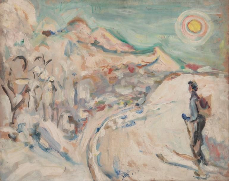 Vladimir NAIDITCH (1903-1980)
Les toits de Paris - Le skieur Huile sur carton double face Signée en bas à droite. 44,50 x 53,50 cm