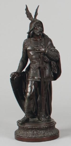 École Française du XIXe siècle
Le guerrier gaulois. Sujet en régule patiné. Haut.: 54,5 cm. B.E.