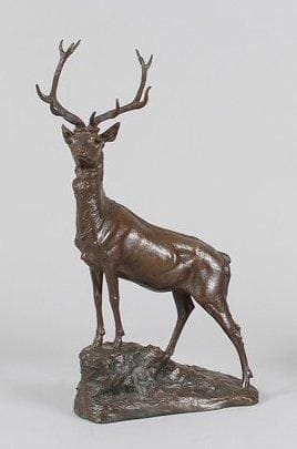 Maximilien Louis FIOT (1886-1953)
Cerf debout. Bronze patiné signé sur le socle "M. FIOT" Haut.: 59,5 x 29 x 10 cm. B.E.