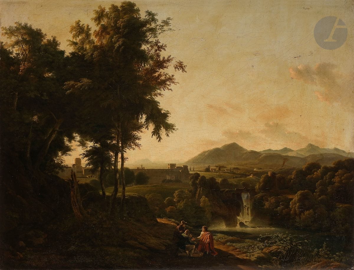 Jean Louis DEMARNE 
(Bruxelles 1744 - Paris 1829)
Bergers dans un paysage avec une cascade
Toile
Signée en bas vers la gauche De Marne
Sans cadre
36 x 48 cm