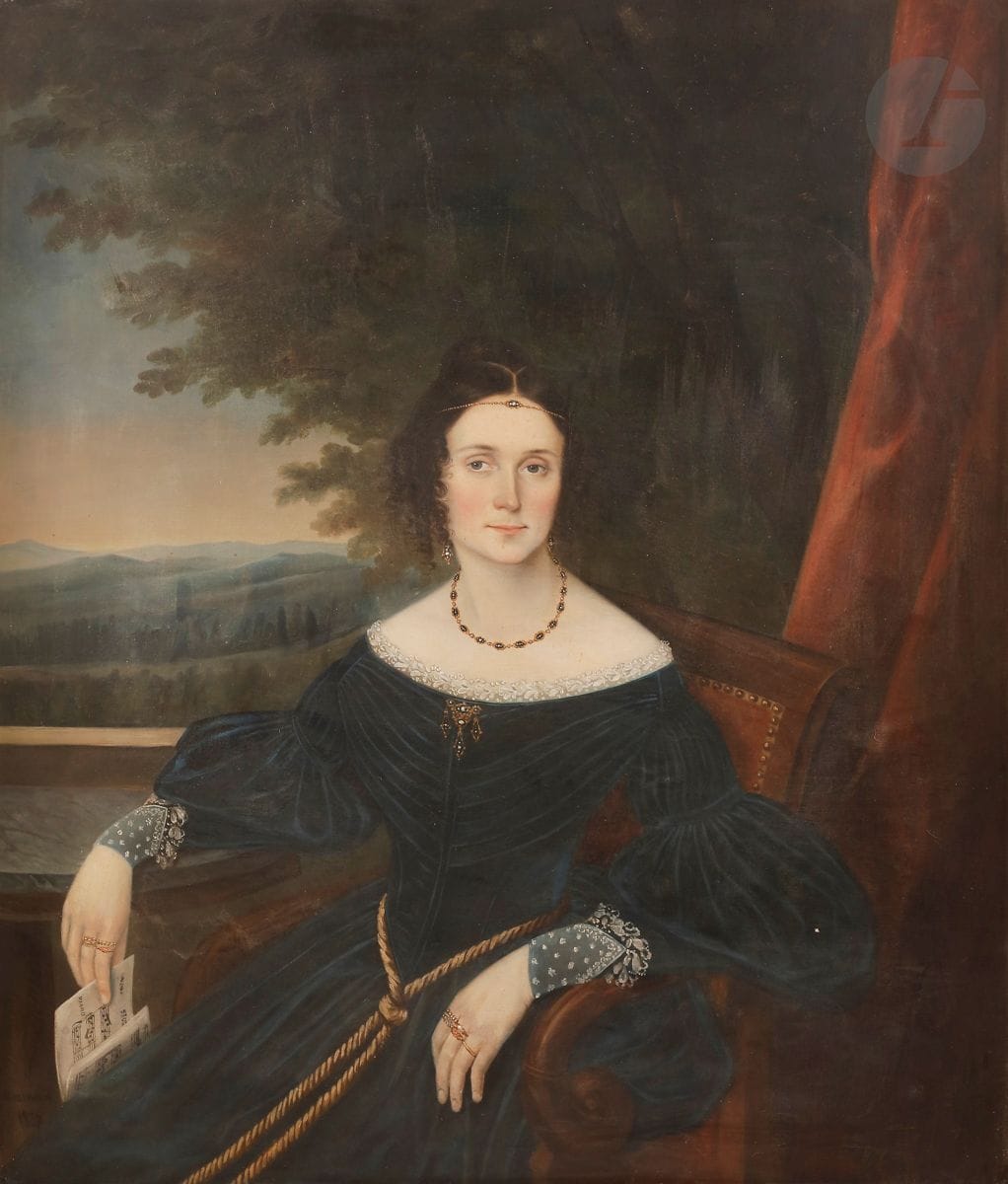 A. Beaumon***
Portrait de femme tenant une partition de musique
Toile d’origine
Signée et datée en bas à gauche A. Beaumon / 1837
117,5 x 101 cm