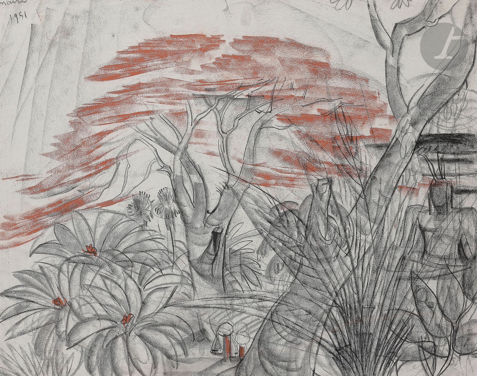 André MAIRE (1898-1984
)Indochina, 1951 charcoal
and red chalk.
Signed and dated upper left.
42,5 x 54,5 cm



