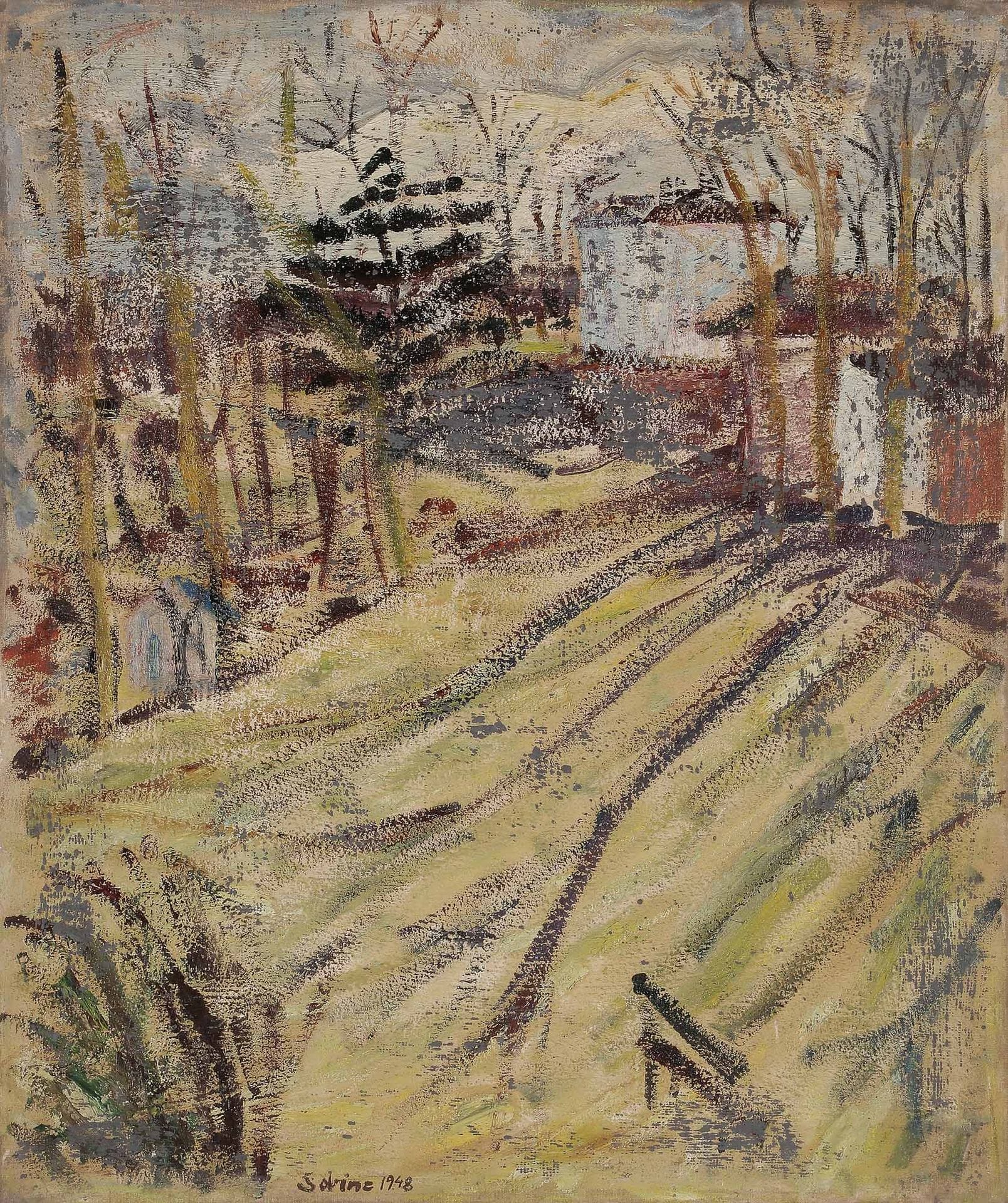 Sabine HETTNER (1906-1986)
Le Parc, 1948
Huile sur toile.
Signée et datée en pied.
72 x 60 cm