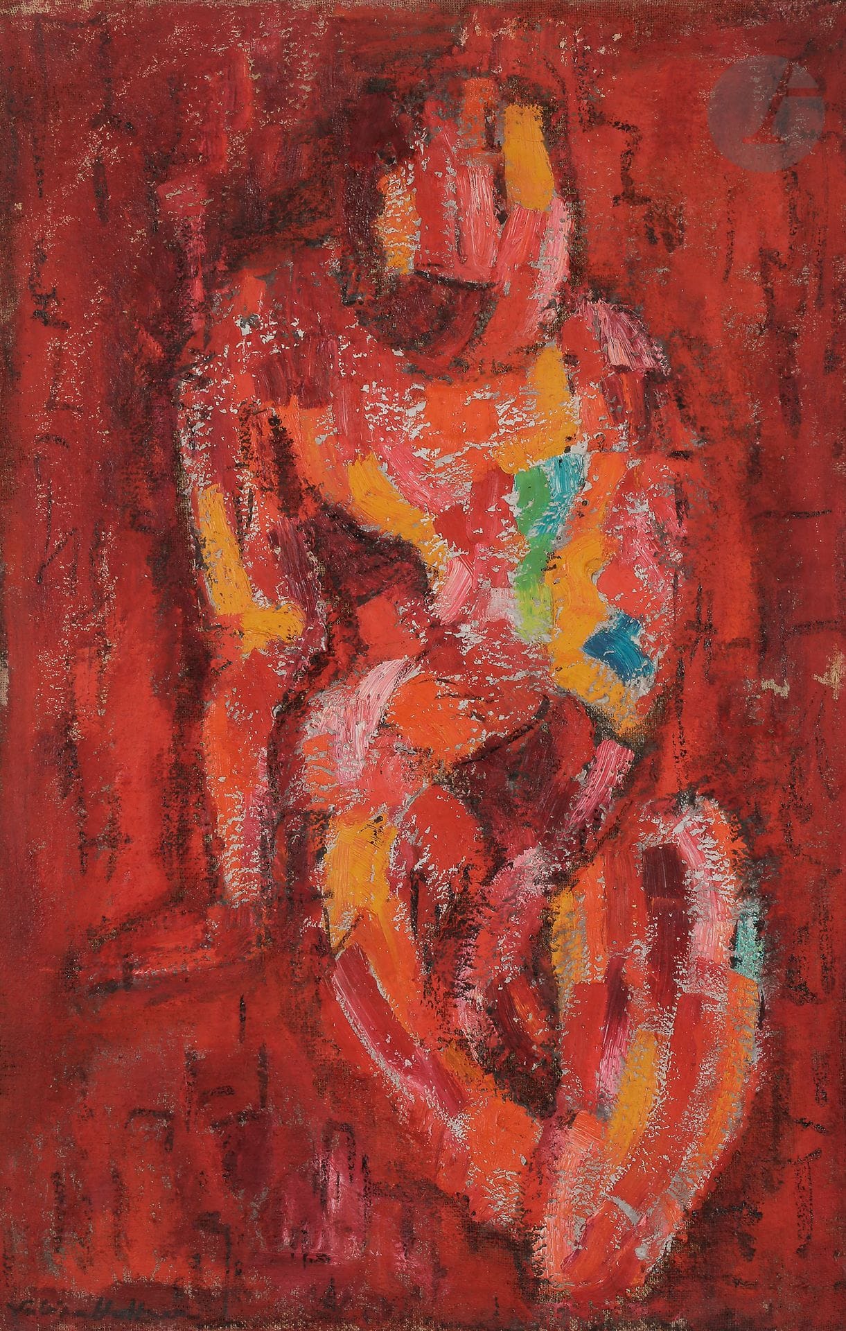 Sabine HETTNER (1906-1986)
Femme assise
Huile sur toile.
Signée en bas à gauche.
Signée au dos.
(Petit manque).
92 x 60 cm