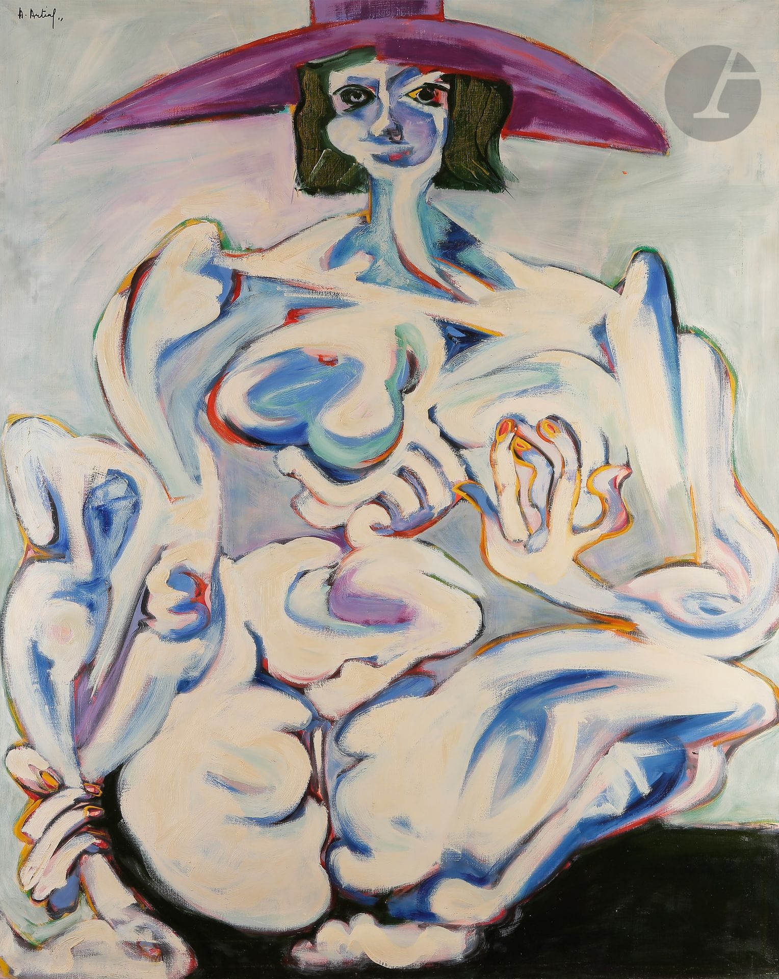 Philippe Saby-Viricel d' ARTIAS (1912-2002)
La Femme au chapeau
Huile sur toile.
Signée en haut à gauche.
175 x 140 cm