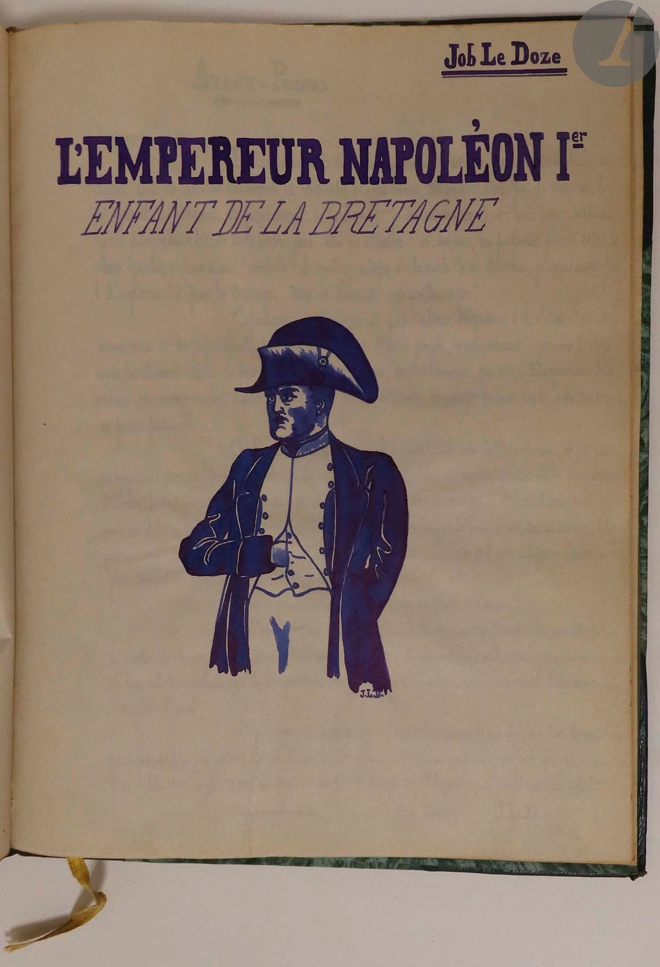 JOB LE DOZE.
The Emperor Napoleon 1st child of Brittany.
Entirely handwritten book especially and with dedication to General Juin. At the end of the collection, an annotation " Done in the hospital of Casablanca in November 1944, transcribed in Safi in June 1947 ". A handwritten letter from the author addressed to General Juin on July 19, 1947, offering him the book, is attached.

