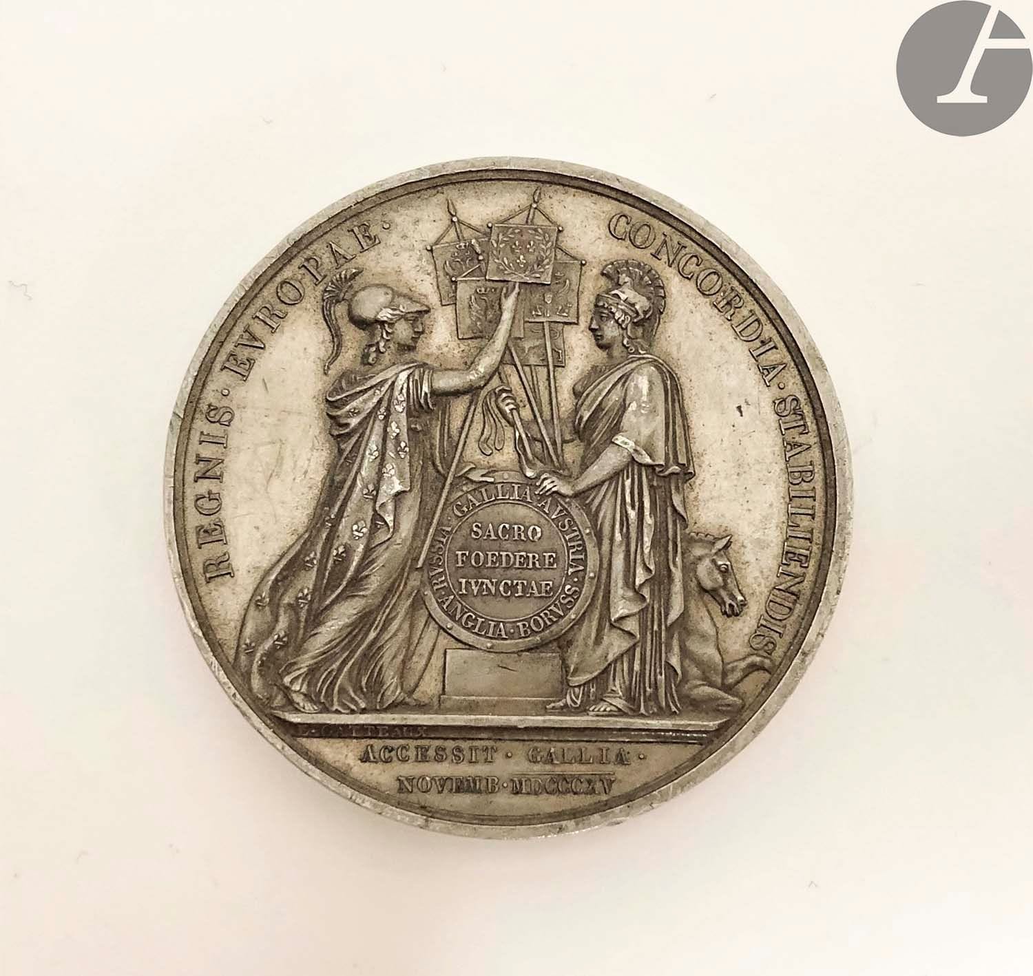 Accession à la Sainte Alliance par GATTEAUX.
Épreuve uniface en étain.
Diamètre : 5 cm
B.