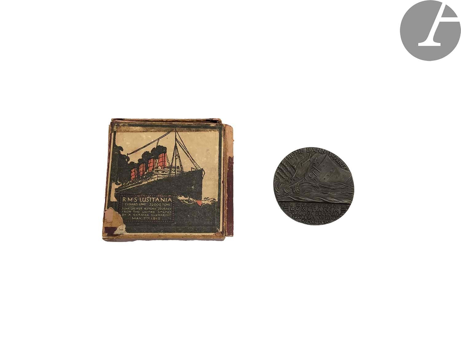 Médaille en bronze.
Naufrage du Lusitania, 5 mai 1915.
Diamètre : 5,5 cm
Dans sa boite d’origine.
T.B.