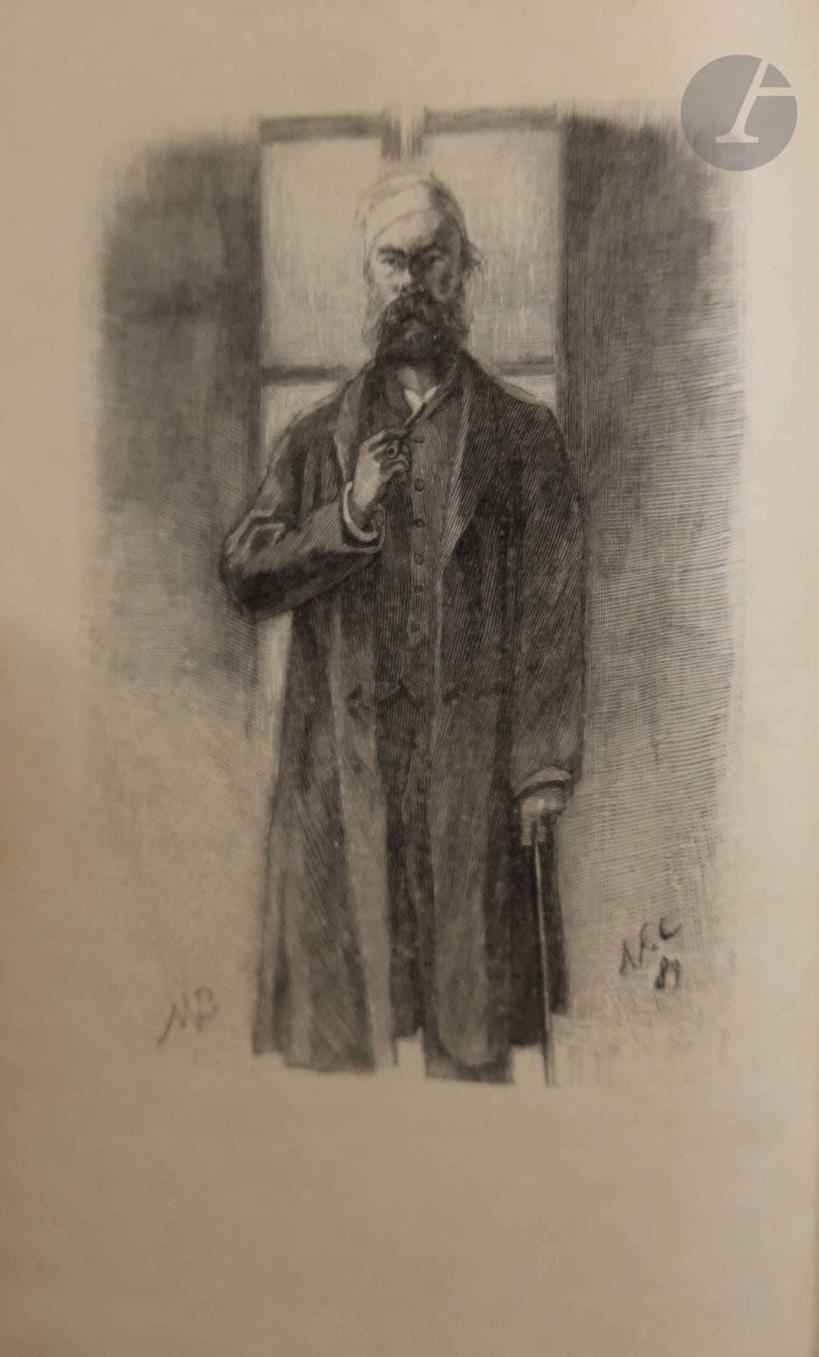 VERLAINE (Paul).
Dédicaces.
Paris : Bibliothèque artistique & Littéraire, 1890. — In-16, parchemin blanc à la bradel, dos lisse orné, tête dorée, non rogné, couverture conservée (reliure du début du XXe siècle).
Édition originale non mise dans le commerce, ornée d’un portrait de Verlaine en tenue d’hôpital, gravé sur bois par Maurice Baud d’après F.-A. Cazals, tiré ici sur japon.
Ce recueil contient 41 pièces, dont six sonnets qui avaient déjà été publiés dans Amours.

Un des 250 exemplaires numérotés sur papier vergé ivoire (n° 294), sous couverture bleue, en reliure légèrement postérieure.

Minimes salissures à la reliure et à la couverture.
