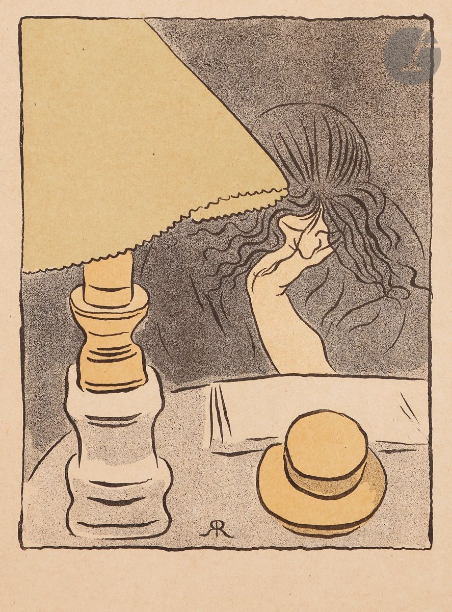 József Rippl-Rónai (1861-1927) 
Woman Reading. 1894. Lithograph. 150 x 195. Printed in colors. Very nice proof on thin buff vellum, from the regular edition for the Revue blanche. Slight oxidation at the edges of the sheet. Small lack in the lower left corner. All margins.
