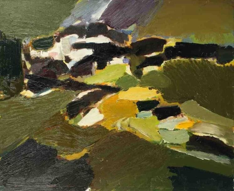 Le vieux village espagnol, vers 1973 Huile sur toile. Signée en bas à droite. Titrée au dos. 81 x 100 cm