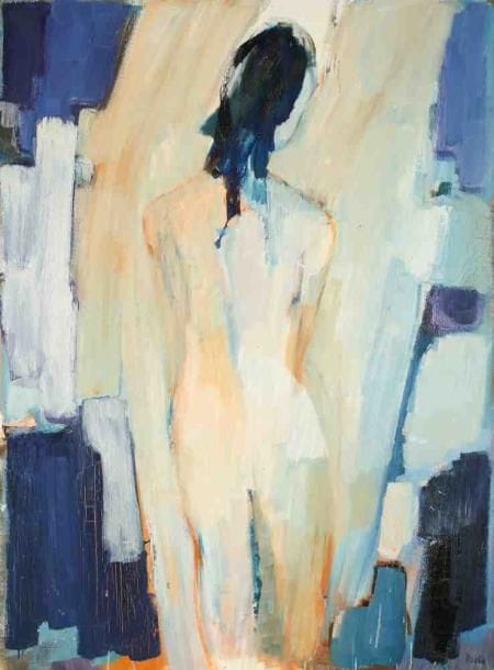 Femme nue de dos, vers 1974 Huile sur toile. Signée en bas à droite. 130 x 98 cm