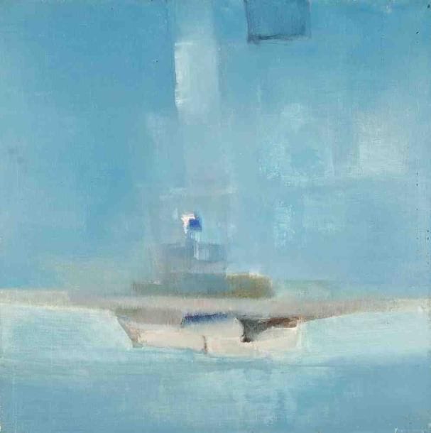 Bord de mer, vers 1974 Huile sur toile. Non signée. Taches. 80 x 80 cm