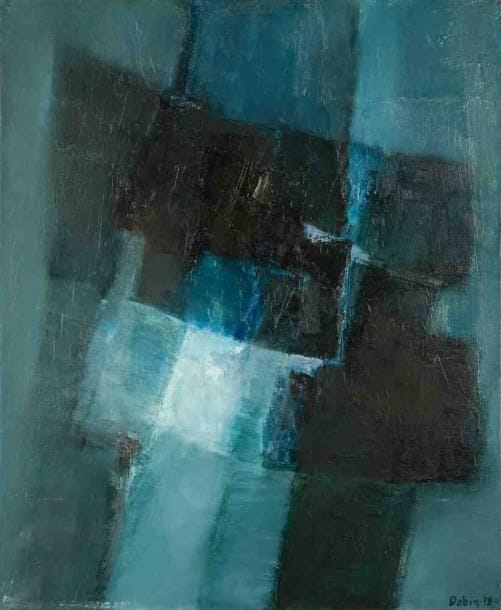 Lumière d'hiver, vers 1980 Huile sur toile. Signée au dos. Titrée au dos. Petits manques. 73 x 60 cm