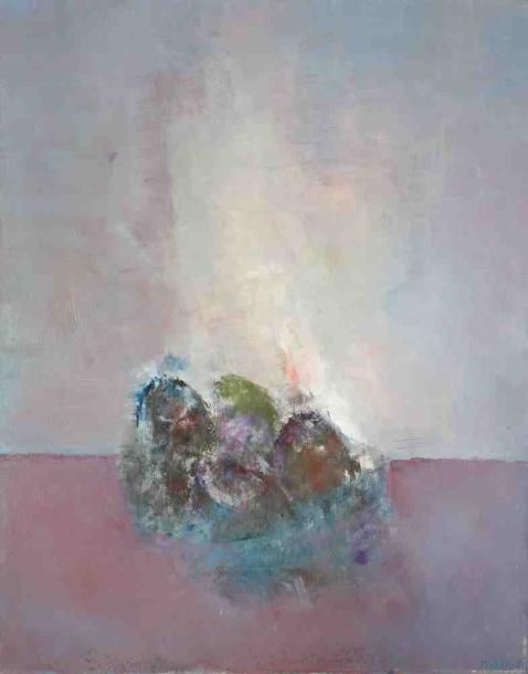 Les fruits, 1986 Huile sur toile. Signée et datée en bas à droite. Titrée au dos. 92 x 73 cm