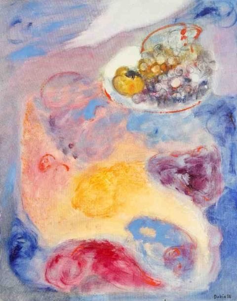 Printemps au bord du lac, 1988 Huile sur toile. Signée et datée en bas à droite. Titrée au dos. 92 x 73 cm