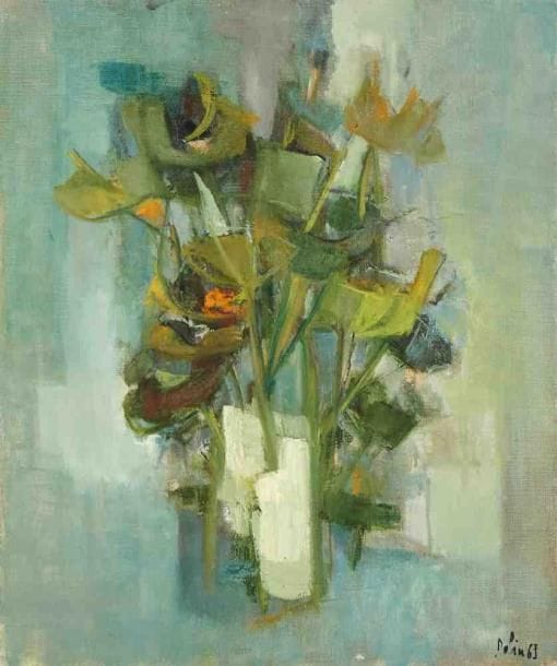 Nature morte au bouquet, 1963 Huile sur toile. Signée et datée en bas à droite. 55 x 46 cm