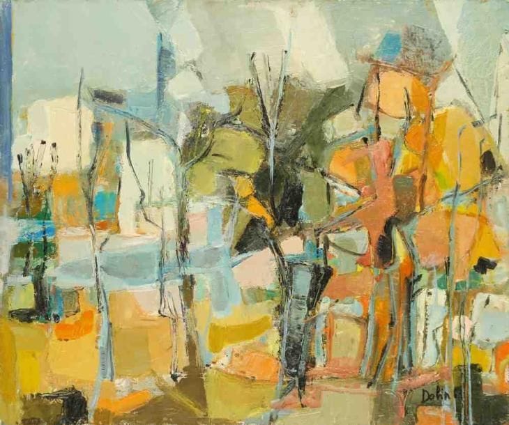 Paysage aux arbres, 1963 Huile sur toile. Signée et datée en bas à droite. 55 x 65 cm