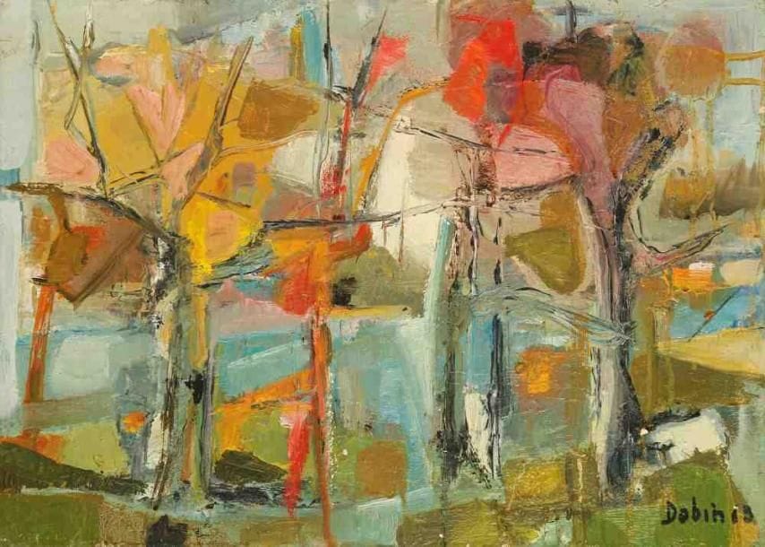Paysage aux arbres, 1963 Huile sur toile. Signée et datée en bas à droite. 33 x 46 cm