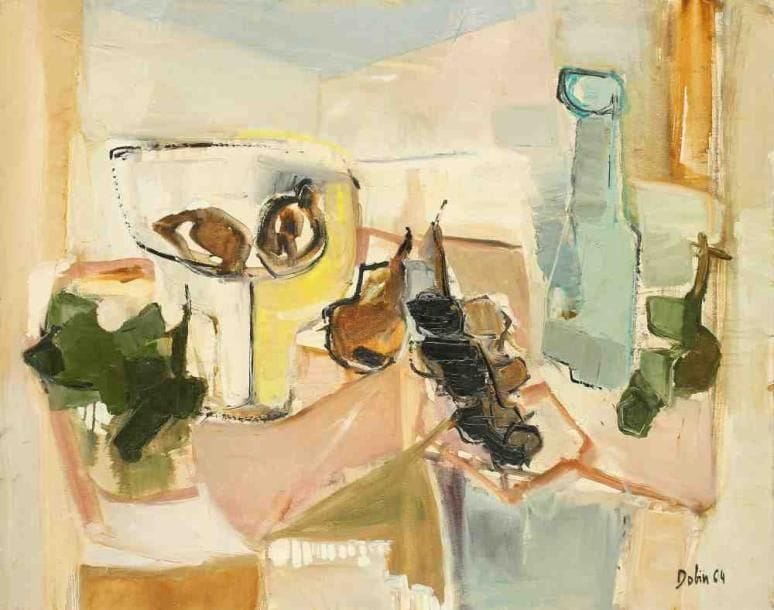 La bouteille bleue, 1964 Huile sur toile. Signée et datée en bas à droite. Titrée au dos. 73 x 92 cm