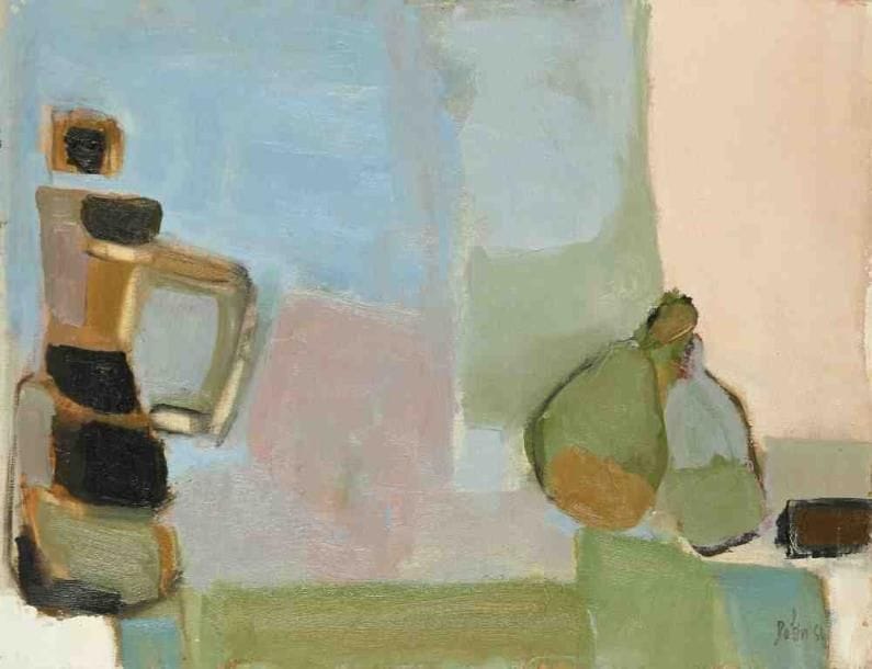 Nature morte aux figues, 1964 Huile sur toile. Signée et datée en bas à droite. 45 x 62 cm