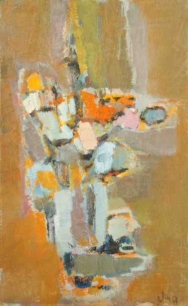 Nature morte au bouquet, 1964 Huile sur toile. Signée et datée au dos. 61 x 38 cm