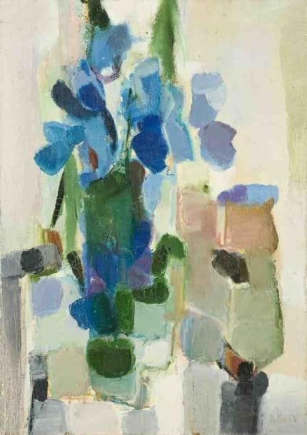 Le bouquet bleu, 1964 Huile sur toile. Signée et datée en bas à droite. Titrée au dos. 65 x 46 cm