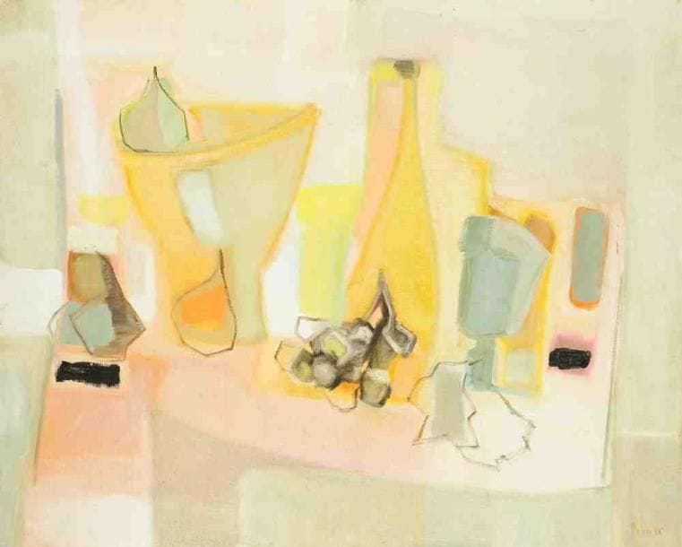 Nature morte à la coupe de fruits, 1965 Huile sur toile. Signée et datée en bas à droite. 65 x 81 cm