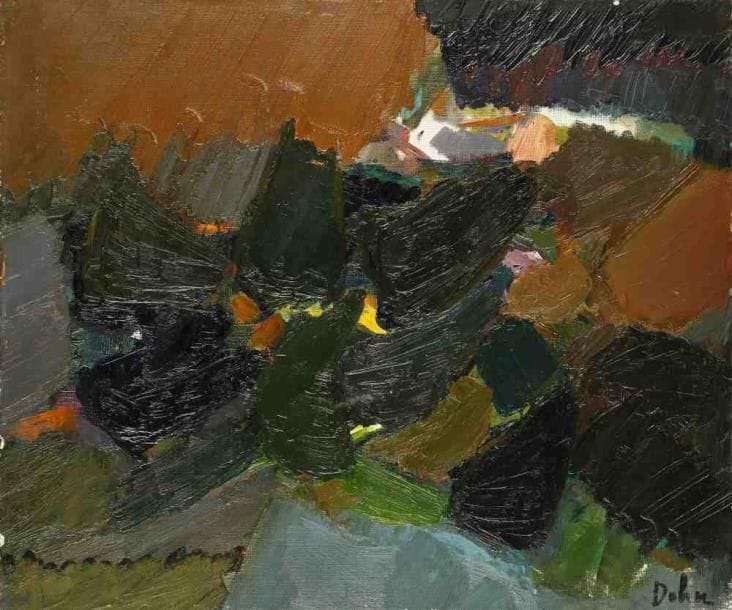 Nature morte aux fruits, vers 1965 Huile sur toile. Signée en bas à droite. Titrée au dos. 46 x 55 cm