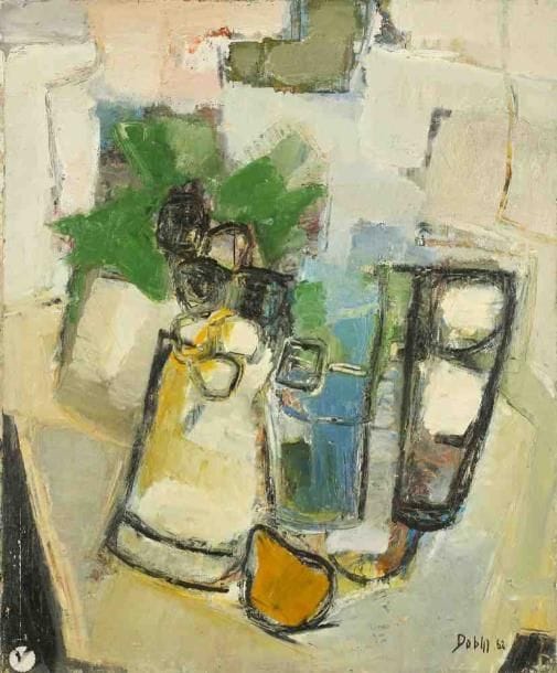 La nature morte aux fruits, 1962 Huile sur toile. Signée et datée en bas à droite. Titrée au dos. Accidents. 65 x 54 cm
