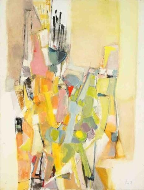 La chaise dans l'atelier, 1967 Huile sur toile. Signée et datée en bas à droite. Titrée au dos. 116 x 89 cm
