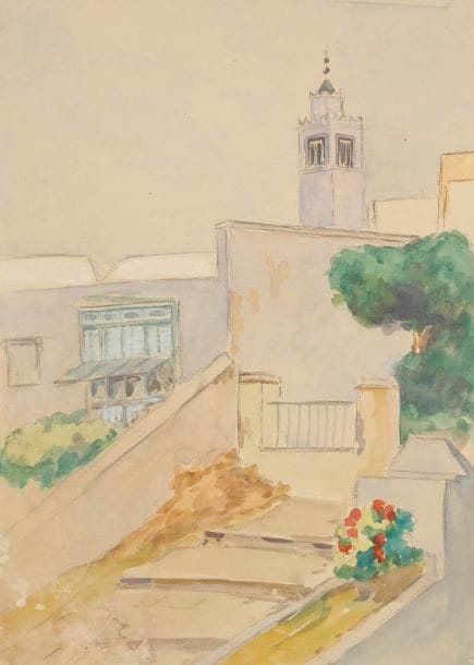 LOUISE-MARIE PEYRE (1897-1975)
Quatre vues de Sidi Bou Saïd Aquarelles sur papier certifiées au dos par la fille de l'artiste. 22,5 x 29,3 cm, 25,5 x 38 cm, 38,1 x 27,9 cm et 33 x 41 cm
